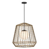 Elstead Arlen Außen-Pendelleuchte E27 IP44 Schwarz Stahl Rattan-Optik Ø61cm