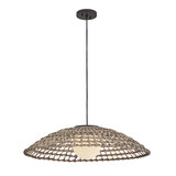 Elstead Arlen Außen-Pendelleuchte E27 IP44 Schwarz Stahl Rattan-Optik Ø76cm