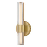Elstead Georgette LED Bad-Wandleuchte dimmbar IP44 warmweiss 14W Messing lackiert Stahl Riffelglas 36cm