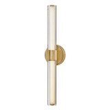 Elstead Georgette LED Bad-Wandleuchte dimmbar IP44 warmweiss 22W Messing lackiert Stahl Riffelglas 61cm