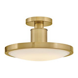 Elstead Kieran LED Deckenleuchte dimmbar CCT warm-/neutralweiss 32W Messing lackiert Stahl Satinglas Ø36cm