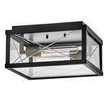 Elstead Monte Außendeckenleuchte 2-flammig E27 IP44 Schwarz Alu Schliffglas 31cm