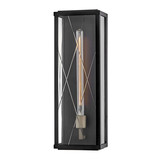 Elstead Monte Außenwandleuchte E27 IP44 Schwarz Alu Schliffglas 56cm