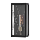 Elstead Monte Außenwandleuchte E27 IP44 Schwarz Alu Schliffglas 41cm