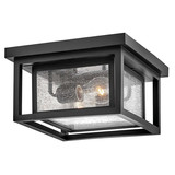 Elstead Republic Außendeckenleuchte 2-flammig E27 IP44 Schwarz Blasenglas 28cm