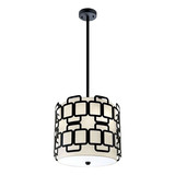 Elstead Sabina Pendelleuchte 3-flammig E27 Schwarz Stahl Stoffschirm Ø38cm Made in UK