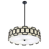 Elstead Sabina Pendelleuchte 4-flammig E27 Schwarz Stahl Stoffschirm Ø57cm Made in UK
