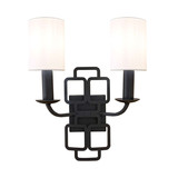Elstead Sabina Wandleuchte 2-flammig E14 Schwarz Stahl Stoffschirm 42cm Made in UK
