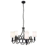 Elstead Sabina Kronleuchter 5-flammig E14 Schwarz Stahl Stoffschirm Ø72cm Made in UK
