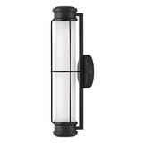 Elstead Saylor LED Bad-Wandleuchte dimmbar IP44 warmweiss 19W Mattschwarz Stahl Opalglas 43cm