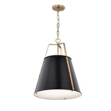 Elstead Etcher Pendelleuchte 2-flammig E27 Schwarz-Messing Stahl Satinglas Ø46cm