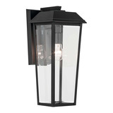 Elstead Mathus Außenwandleuchte E27 IP44 Schwarz Alu Facettenglas 46cm