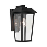 Elstead Mathus Außenwandleuchte E27 IP44 Schwarz Alu Facettenglas 33cm