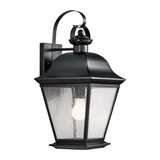 Elstead Mount Vernon Außenwandleuchte E27 IP44 Schwarz Alu Blasenglas 50cm