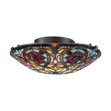 Elstead Larissa Tiffanyglas Deckenleuchte 2-flammig E27 Vintage-Bronze Stahl Ø42cm