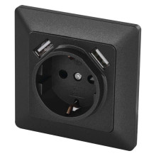 Emos Steckdose mit USB 2,1A 16A Anthrazit A6000.3