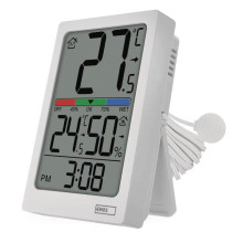 Emos Digitales Thermometer mit Hygrometer kabelgebundener Sensor Quarzuhr E0558P