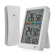 Emos Digitales Thermometer mit Hygrometer Funk-Sensor Wecker Datum 100m Reichweite E0558W