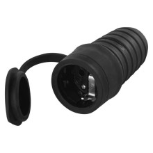 Emos Steckdosenadapter Gummi IP44 Schwarz P0049