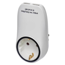 Emos Steckdosenadapter 1-fach mit 2xUSB Weiß P0072