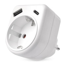 Emos Steckdosenadapter 1-fach USB-A+USB-C Weiß P0075