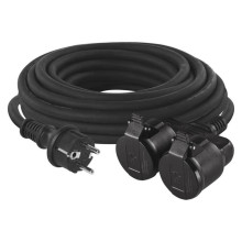 Emos Verlängerungskabel Außen 20m 2-fach 1,5mm² Schwarz Gummi IP44 P0703