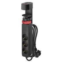 Emos Steckdosenleiste 3-fach mit Schalter Schreibtischmontage USB-C PD 1,5m Schwarz P1321PD