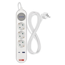 Emos Verlängerungskabel 3-fach mit Schalter USB-A+USB-C Schnellladen 2m P1322FC