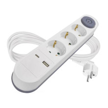 Emos Steckdosenleiste 3-fach mit Schalter USB-A+USB-C PD 2m Weiß P1322PD