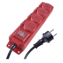 Emos Steckdosenleiste 4-fach mit Schalter 10m IP44 Schwarz Rot Gummi P14201