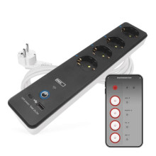 Emos Verlängerungskabel GoSmart 4-fach WiFi USB-C 2m Weiß-Schwarz P1422SM