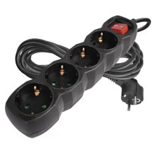 Emos Steckdosenleiste 4-fach mit Schalter 5m Schwarz PVC PC1425R
