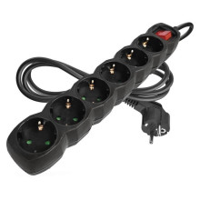 Emos Steckdosenleiste 6-fach mit Schalter 1,5m Schwarz PVC PC1621R