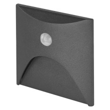 Emos LED Orientierungsleuchte Adel 2,5W warmweiss 2700K Bewegungsmelder IP65 Grau Aluminium ZCD0323