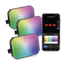 Emos LED Außenstrahler Set GoSmart Starter-Set RGBIC 3-teilig 14W CCT warm-/tageslichtweiss 3000K/6500K dimmbar WiFi IP65 Schwarz ZIW184R