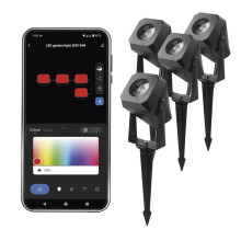 Emos LED Außenstrahler Set GoSmart Starter-Set RGBIC 4-teilig 7W CCT warm-/tageslichtweiss 3000K/6500K dimmbar WiFi IP65 Schwarz ZIW194R