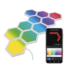 Emos LED Leuchtenset GoSmart Hexagon Starter-Set RGBIC 10-teilig 19W dimmbar WiFi Weiß ZIW22AR