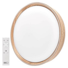 Emos LED Deckenleuchte Ilvi 30W CCT warm-/tageslichtweiss 2700K/6500K dimmbar Fernbedienung Holz Stahl Ø40cm ZM5160