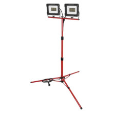 Emos LED Fluter Set mit Stativ Elion 2x 50W neutralweiss 4000K IP65 Rot Schwarz Aluminium 115x107,5cm ZS3343.2
