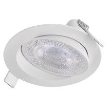Emos LED Einbaustrahler Geri 6,5W CCT warm-/neutral-/tageslichtweiss 2700K/4000K/6500K dimmbar Weiß Aluminium Ø10,5cm ZV1160