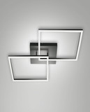Fabas Luce LED Deckenleuchte Bard 52W dimmbar Smartluce 3000K warmweiss Anthrazit Alu 65x65cm