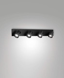 Fabas Luce Deckenstrahler Modo GU10 4-flammig Schwarz Alu-Druckguss 95x9cm