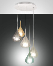 Fabas Luce Pendelleuchte Lila E27 Ø500mm Bernstein 5x40W