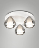 Fabas Luce Deckenleuchte Lila E14 3-flammig Grau transparent Metall Glas Ø40cm