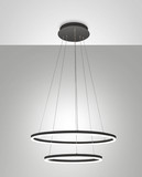 Fabas Luce LED Pendelleuchte Giotto 52W dimmbar Smartluce IP40 3000K warmweiss Schwarz Metall Ø60cm