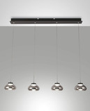 Fabas Luce LED Pendelleuchte Arabella 32W dimmbar Smartluce 3000K warmweiss Grau transparent Metall Glas Ø14cm