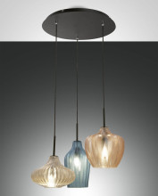 Fabas Luce Pendelleuchte Olbia E27 Ø500mm Bernstein