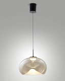 Fabas Luce LED Pendelleuchte Brena 14W dimmbar 2700/3000/4000K CCT warm-/neutralweiss Cognac Metall Glas Ø33cm