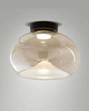 Fabas Luce LED Deckenleuchte Brena 19W dimmbar 2700/3000/4000K CCT warm-/neutralweiss Cognac Metall Glas Ø33cm