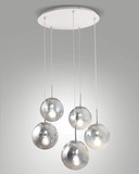 Fabas Luce Pendelleuchte Anja E27 5-flammig Farbverlauf chrom Metall Glas